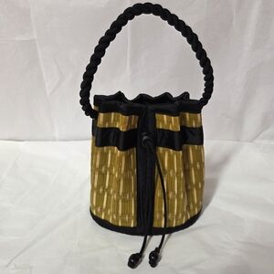Cambodian Grass Reed Woven Mini Bucket Bag, Natural, NWOT